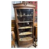 Tiger oak bowfront corner cabinet - 30" x 22.5" x