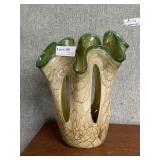 Contemporary art glass pierced sided vase