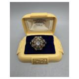 14kt princess ring with diamond & precious gemston