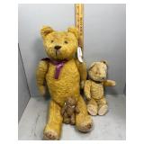 Three Early 20th century Mohair Teddy Bears with m