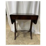 Mahogany dropleaf occasional table with single dra