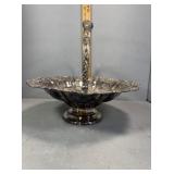 Silverplate brides basket with floral applque