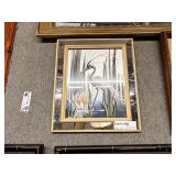 MCM mirrored framed flamingo and lotus petite