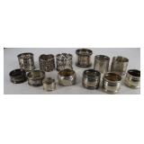 13 napkin rings: sterling 164gtw, 800 silver 53gtw