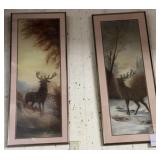 Two Northern stag acrylic on canvas originals sign