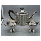 Sterling teapot with weighted cream & sugar