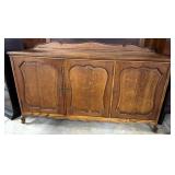 Oak server with backsplash,  tiger oak veneer top
