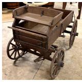 Buckboard wood wagon with spoke wheels - 40" x 27"