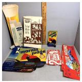 US advertising paper: fruit labels, milk jugs, Squ