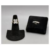 14kt diamond band & 14kt & CZ ring - 7.4gtw