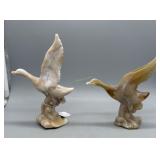 Three imperial glass slagged bird: ducks in flight