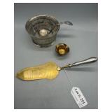 800 silver grouping - pierced edge dish with glass