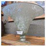 Handblown acid etched studio art glass vase 10" x