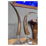 Pair contemporary resin decorative horns - 18.5" H