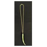 Jade Gemstone Pendant w/ Gold Tone Chain