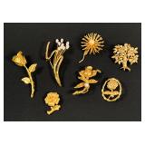 Mixed Lot Flower Brooch Pins