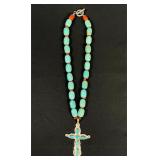 C. Iule Turquoise Sterling Silver Cross Necklace