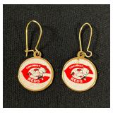 Vtg Cincinnati Reds Earrings 1/20 12k Gold Filled