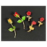 Mixed Lot Rose Brooch Pins
