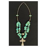 Mixed Beads Metal Cross Necklace