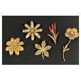 Mixed Lot Flower Brooch Pins