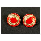 Vintage Laurel Burch Palm Leaves Round Earrings