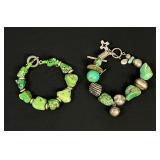 Green Stone Beads Bracelet Charms Lot (2)