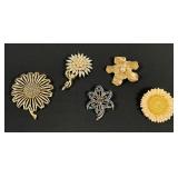 Mixed Lot Flower Brooch Pins