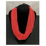 Red Beads Multi-strand Necklace