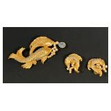 Elizabeth Taylor Fish Brooch and Earrings