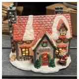 Santa Claus Ceramic Lighted Snow Village House