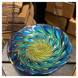 Outdoor Art Glass Hanging Birdbath