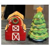 Barn & Christmas Tree Salt & Pepper Shakers