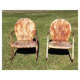 Vintage MCM Retro Metal Patio Rocker Chairs (2)