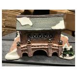 Covered Bridge Ceramic Lighted Snow Village