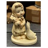 Vtg Little Girl w/ Ducks Ceramic Figurine Japan