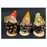 Vintage Pine Cone Elf Christmas Decor Japan 3-ct.