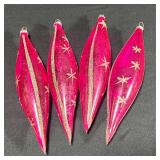 Vintage Teardrop Glass Christmas Ornament 4-ct.