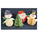 Lot of 3 Vintage Honeycomb Christmas Decor