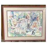 "Tea Party" 28x33 Framed Art Signed by Barnes