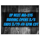 UP NEXT - ONLINE SALE MA-S15 MARCH 5-19
