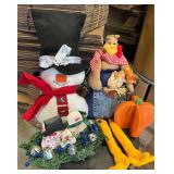 Snowman & Chicken Weighted Ledge Sitter Decor