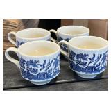 Set of 4 Blue Willow Tea Cups England