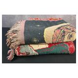 2-Vintage MWW Christmas Themed Throw Blankets