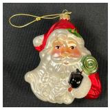 Vintage Fitz & Floyd Santa Head Glass Ornament