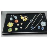 Vintage Gemstone Jewelry Set & Brooch Pins