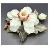 Vintage Jade Flower Candle Holder