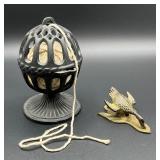 Vtg Cast Iron String Holder & Brass Goose Paper...