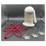 Flower Trivet, Decanter Labels, Rival Juice-O-Mat