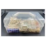 Mixed Pearl Beads in plastic carrying case